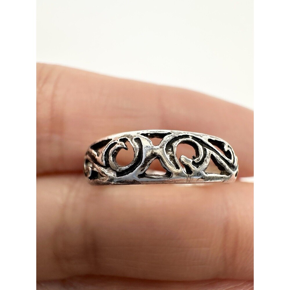 925 Sterling Silver Filigree Open Band Ring Size 3.75